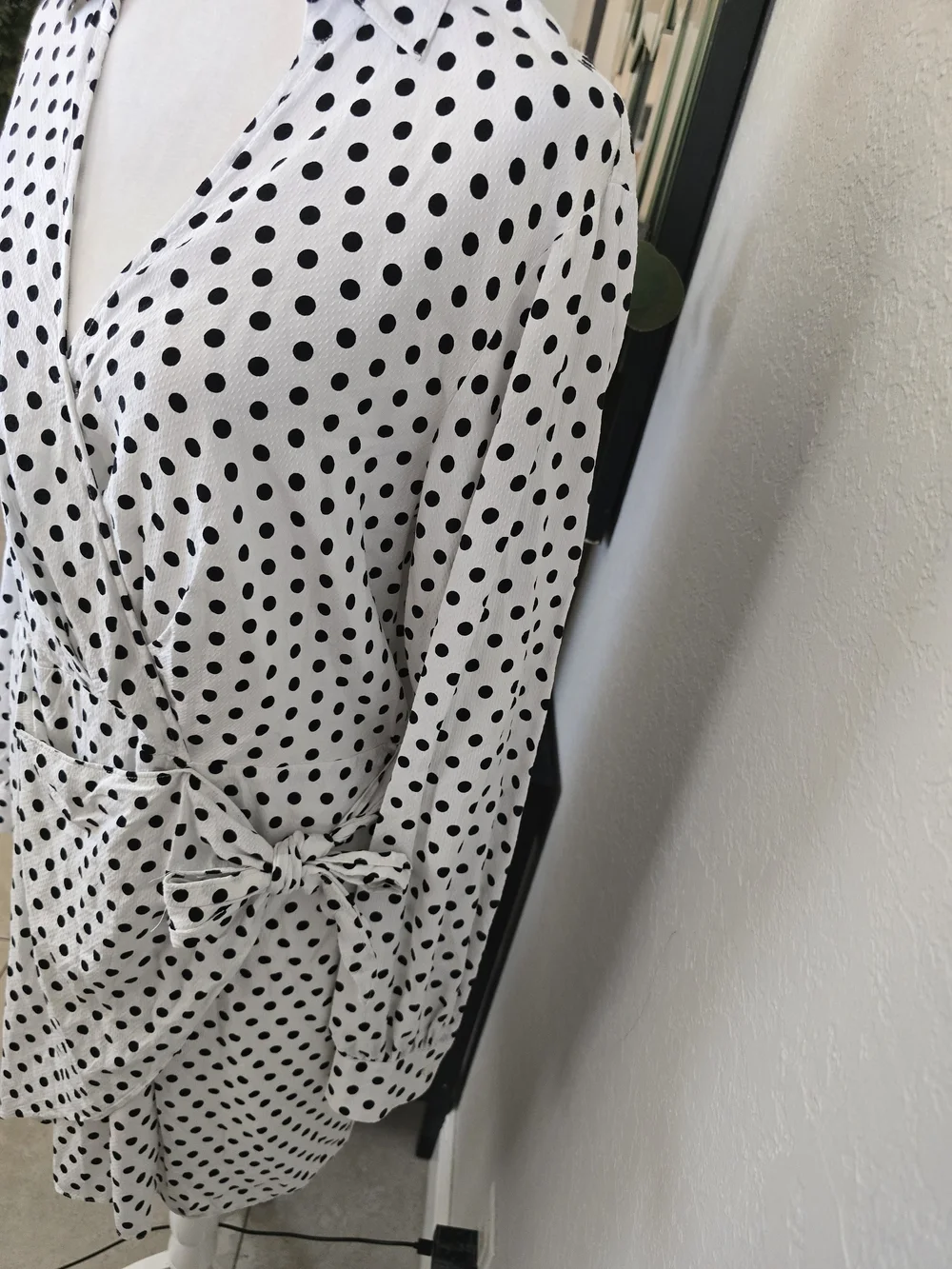 Michael Kors White Mini Wrap Dress with Black Polka Dots